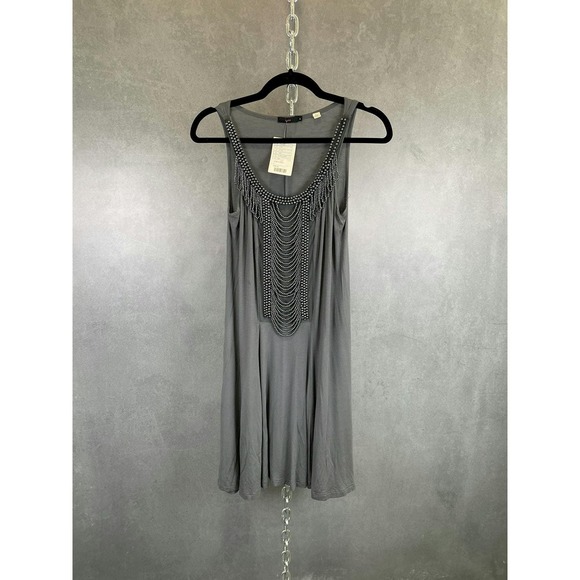 NWT Urban Outfitters Grey Beaded Mini Dress MSRP $58 Size L‎ - Picture 6 of 8